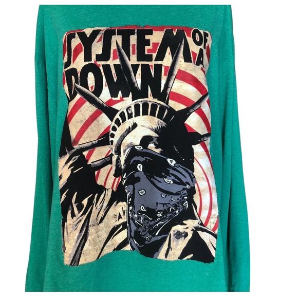 System Of A Down Liberty Bandit Sweatshirt Green Crew Neck Long Sleeve Sz Large - Picture 3 of 8